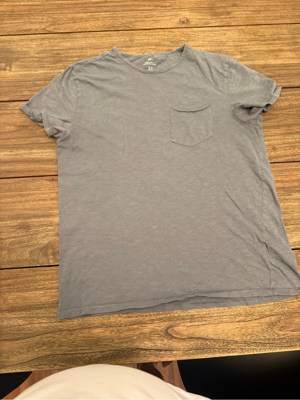 Casual Pocket Crewneck T-Shirt - Slate Blue